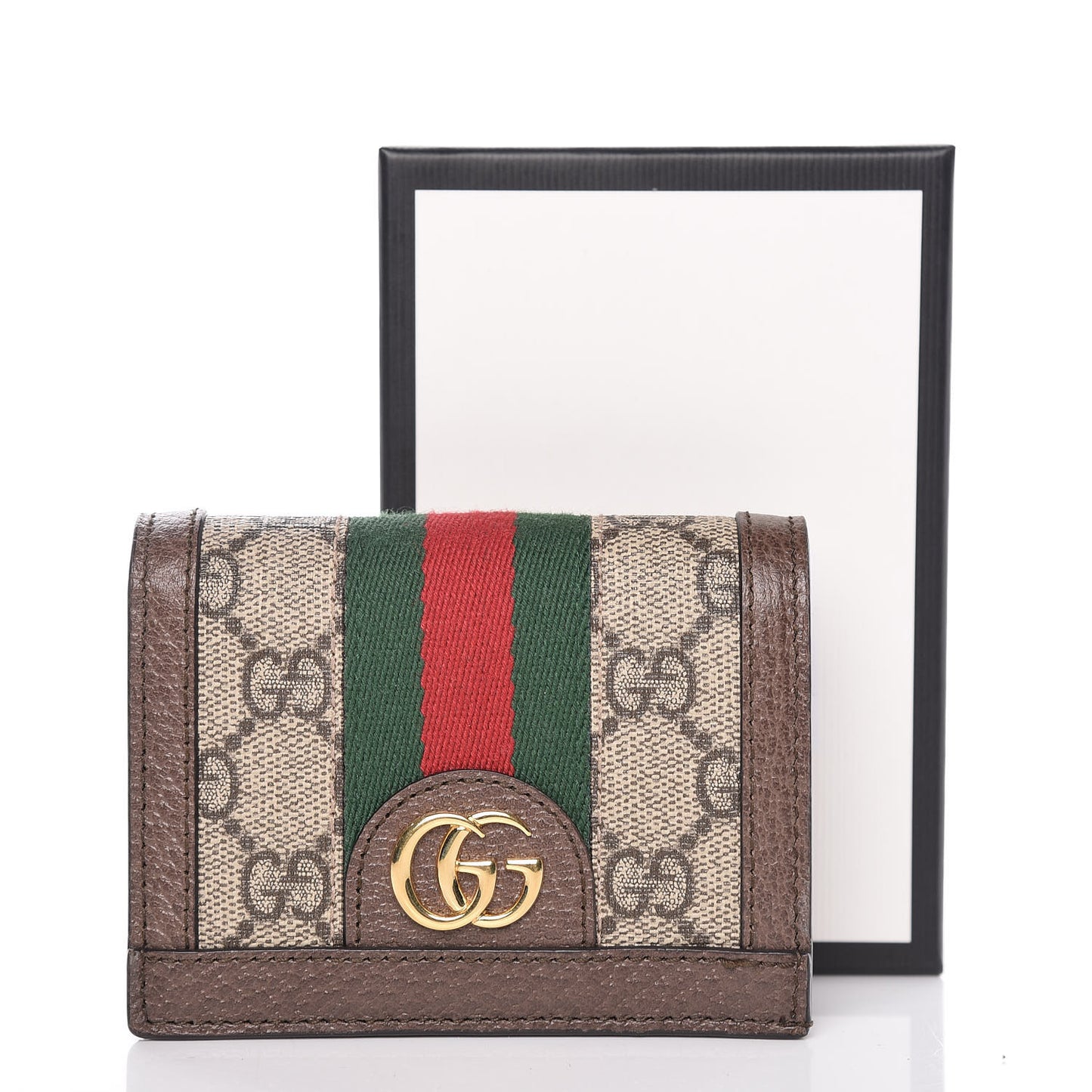 GG Supreme Monogram Web Ophidia Card Case Beige New Acero
