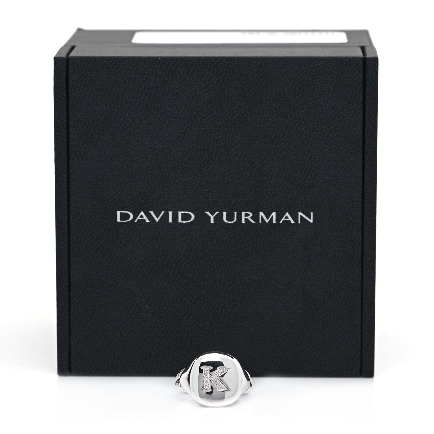 David Yurman Sterling Silver Diamond 14mm Initial K Pinky Ring 48 4.5 9 of 10