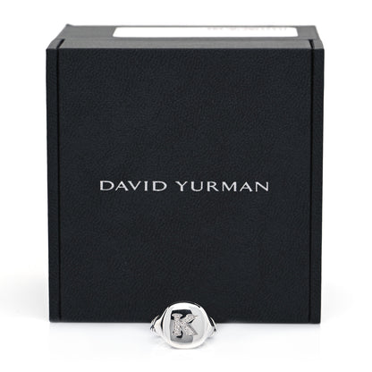 David Yurman Sterling Silver Diamond 14mm Initial K Pinky Ring 48 4.5 9 of 10