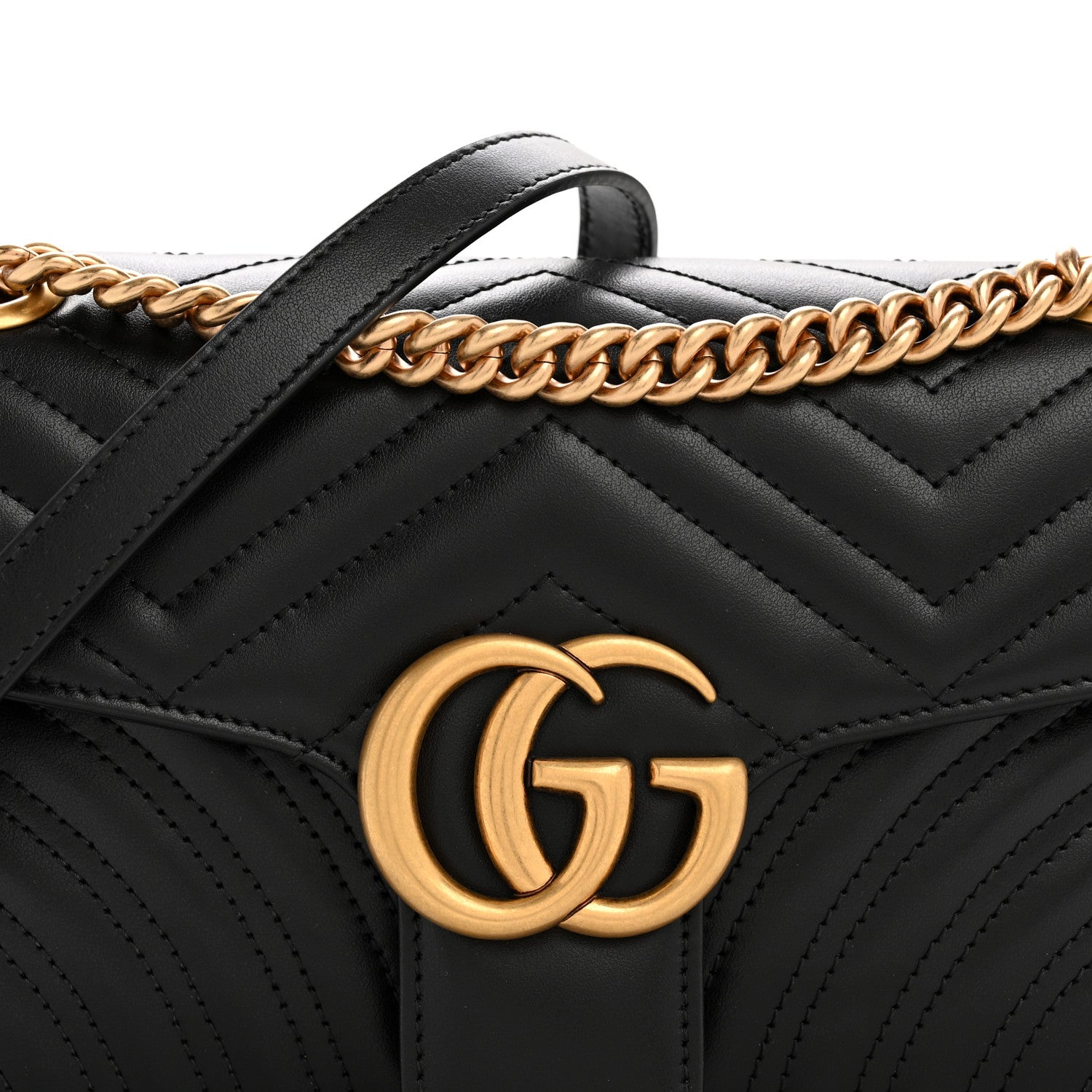 Gucci Calfskin Matelasse Small GG Marmont Shoulder Bag Black 8 of 10