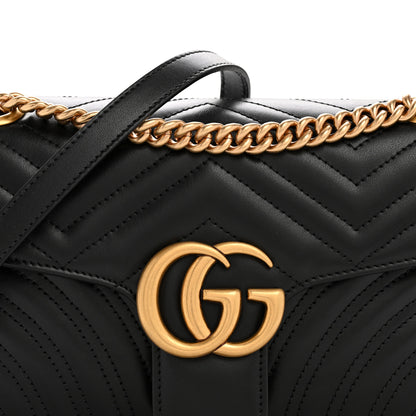 Gucci Calfskin Matelasse Small GG Marmont Shoulder Bag Black 8 of 10