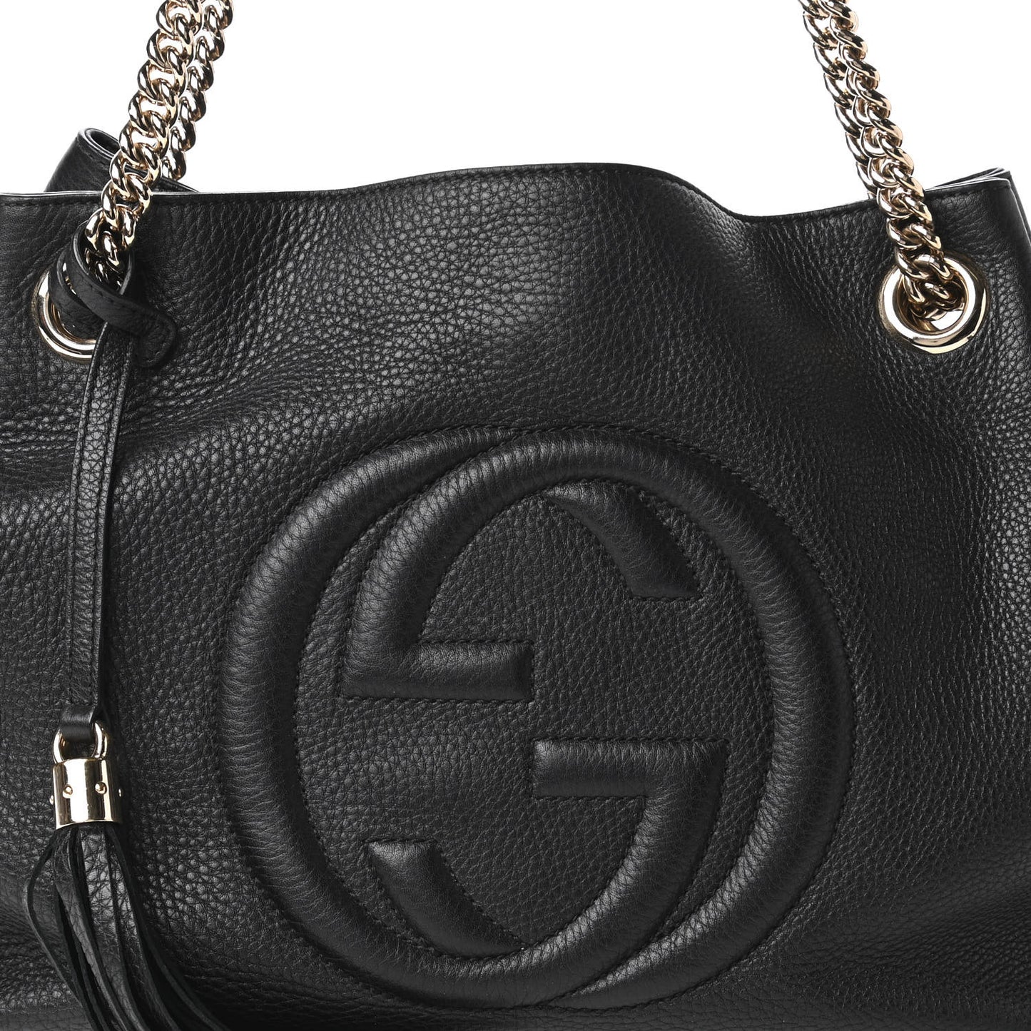 Pebbled Calfskin Medium Soho Chain Shoulder Bag Black