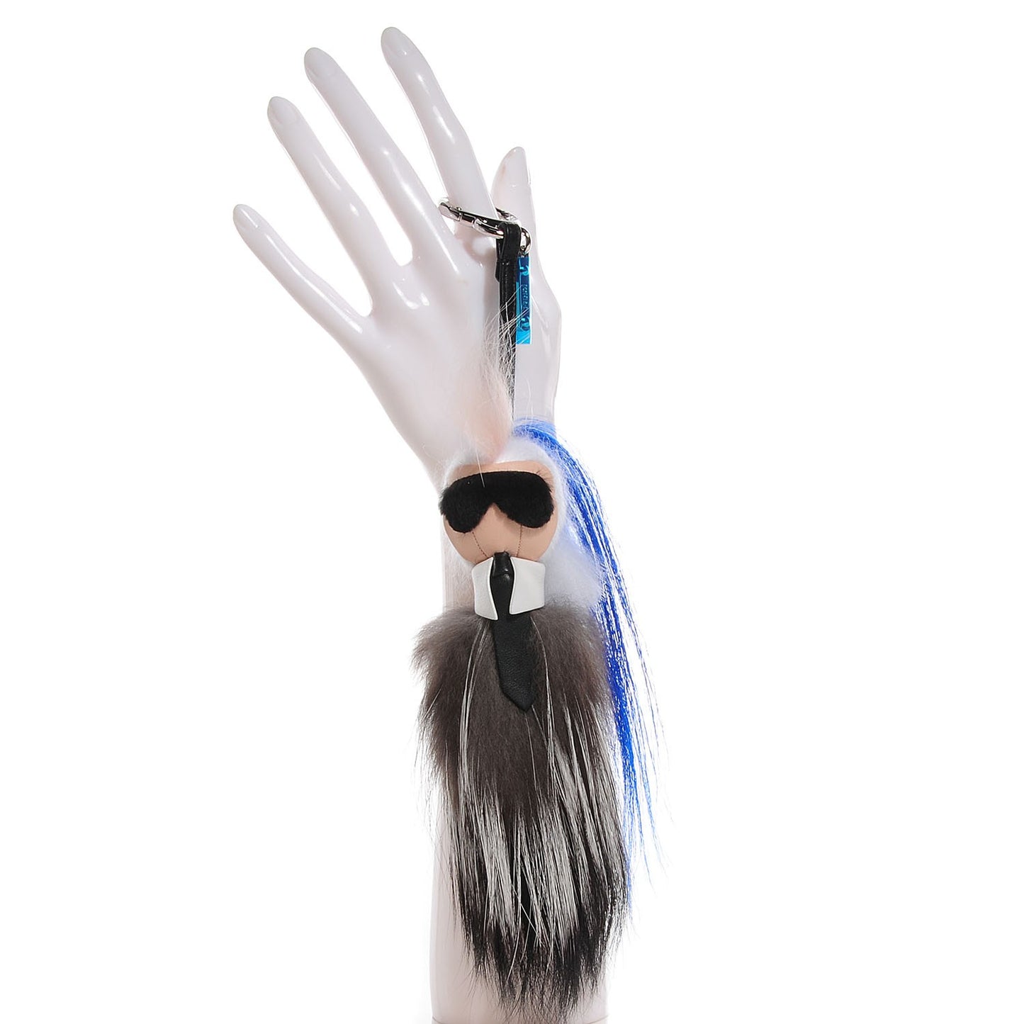 Mink Fox Goat Fur Mini Karlito Bag Charm Blue