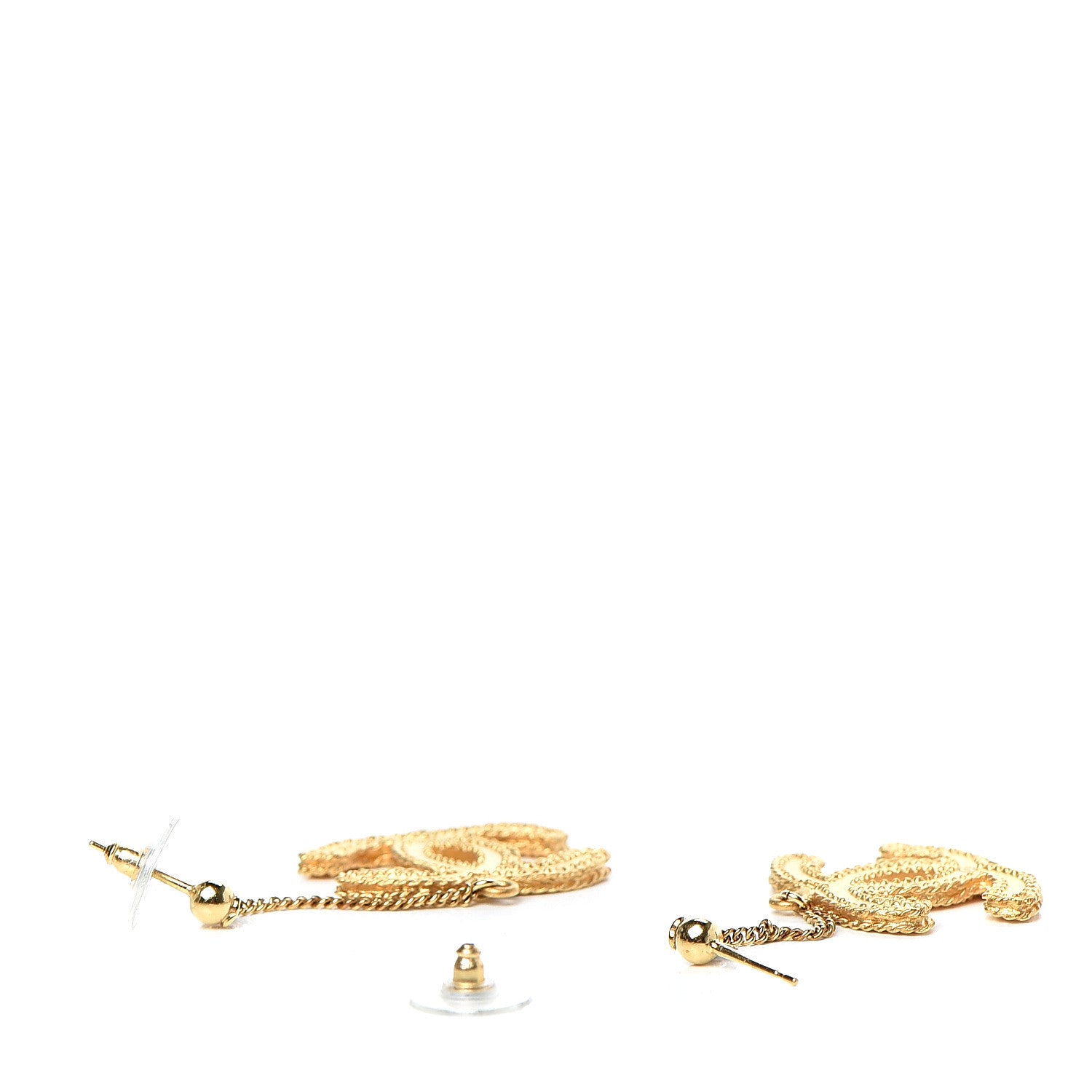 Chanel CC Drop Earrings Matte Gold 3 of 5