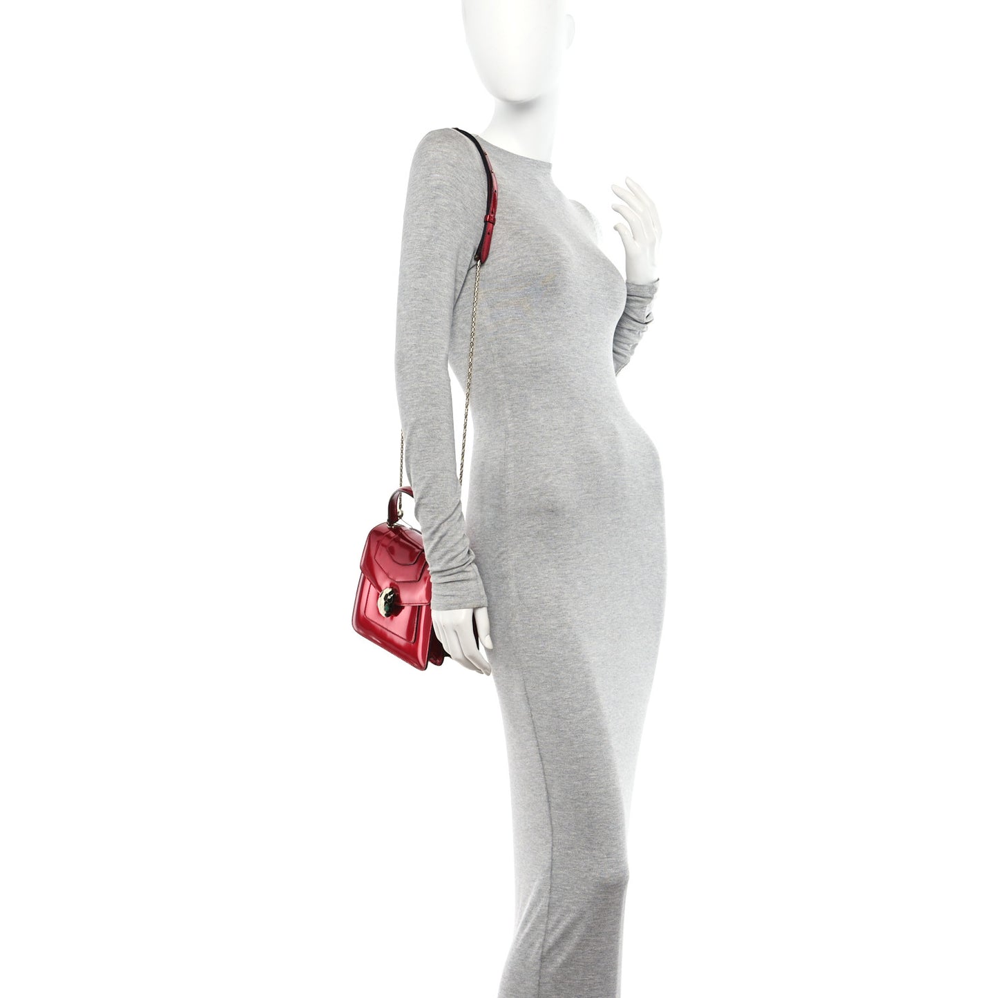 Metallic Calfskin Serpenti Forever Top Handle Red