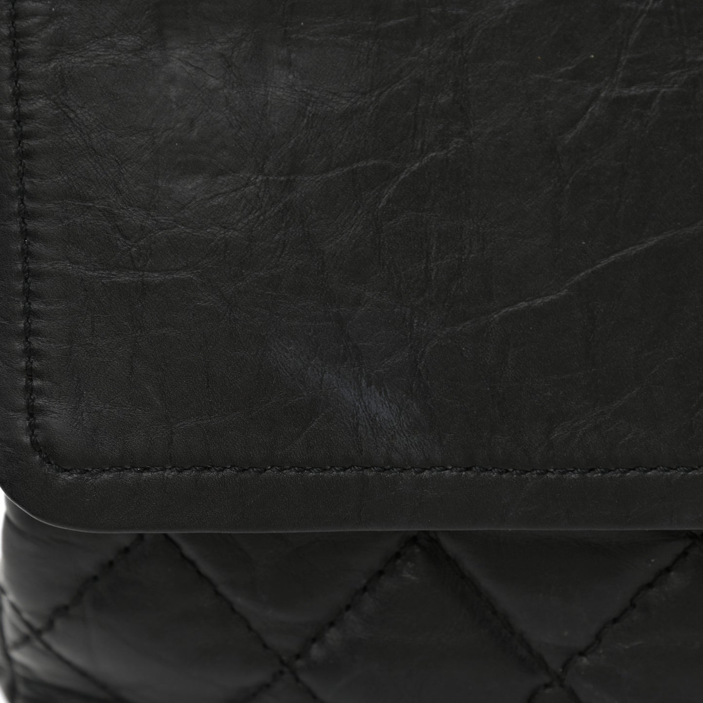 Aged Calfskin Quilted 2.55 Reissue 227 Flap Black