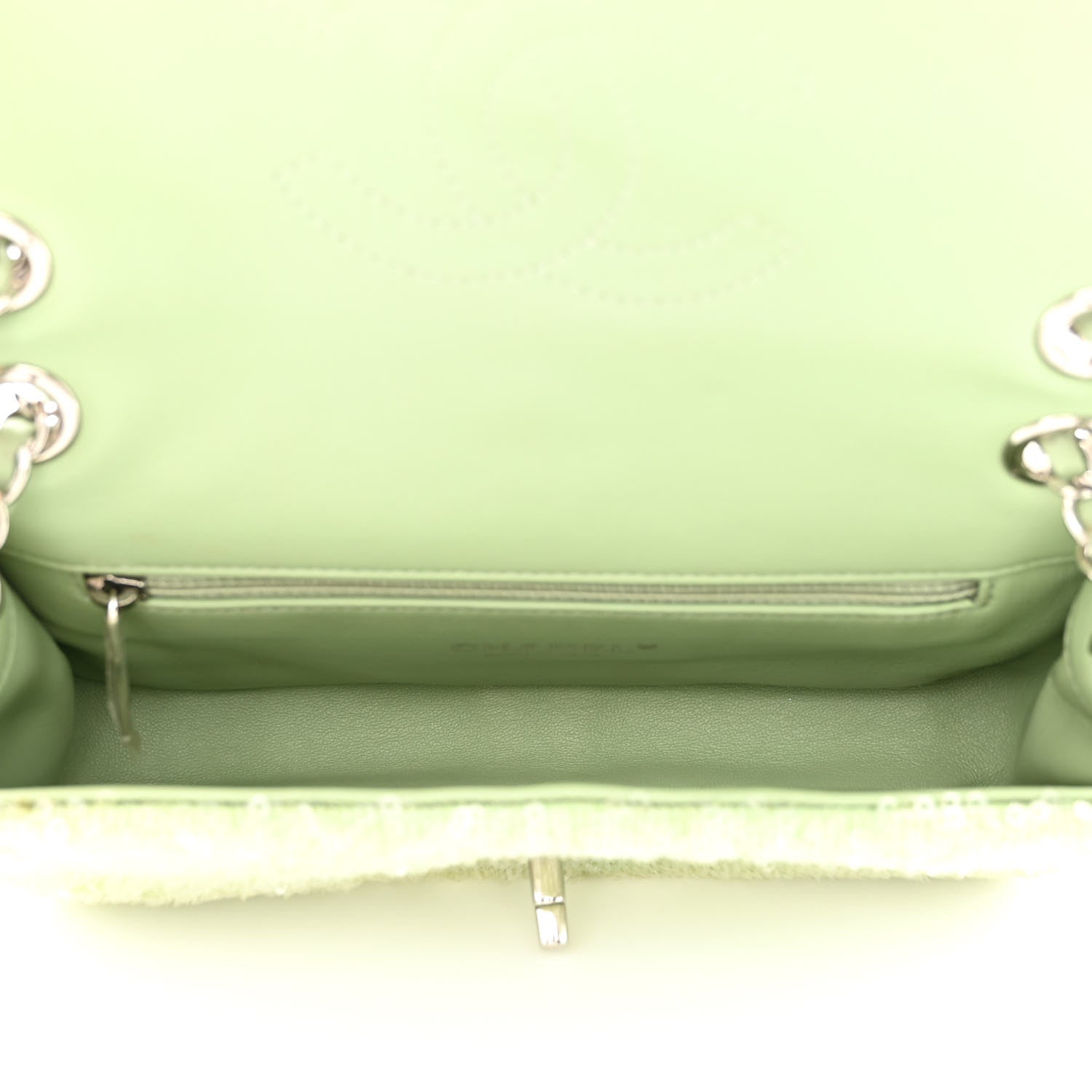 Chanel Sequin Waterfall Flap Green Light Green Yellow 5 of 10