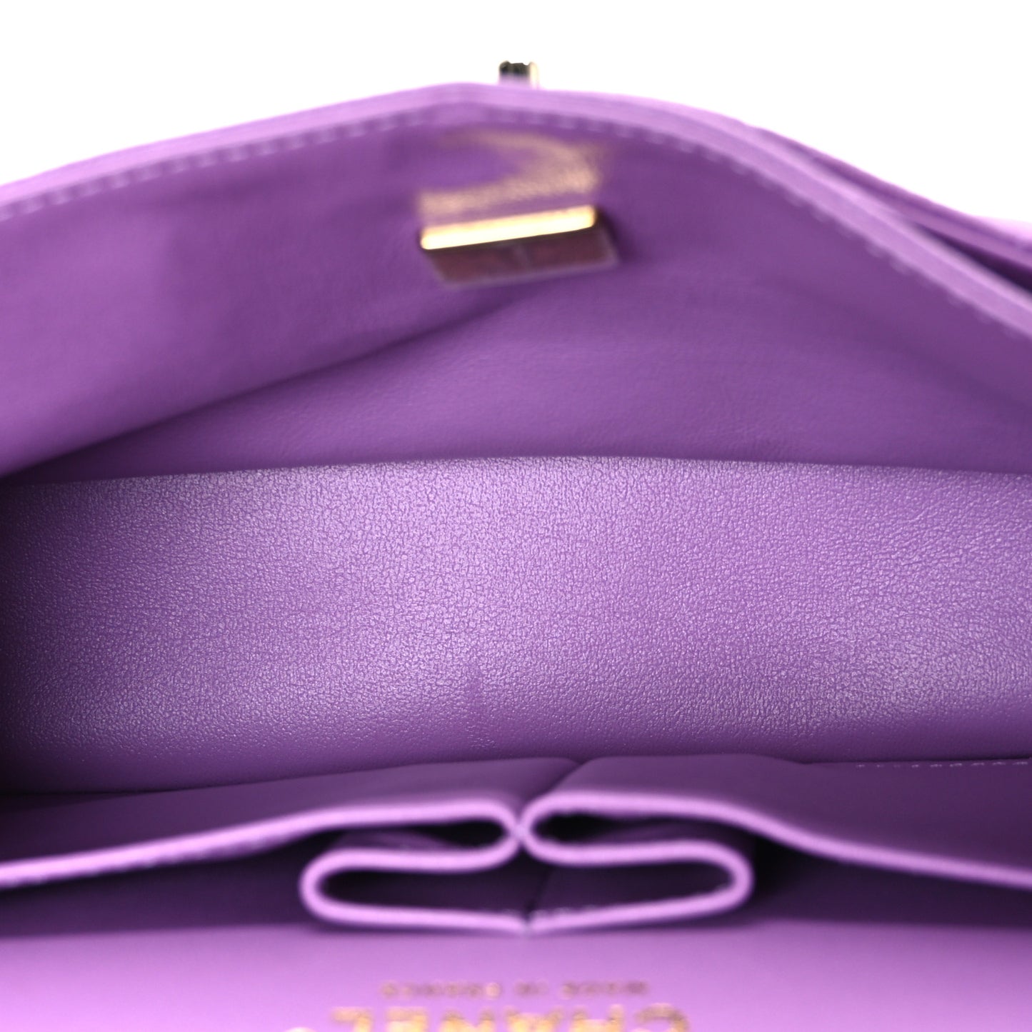 Caviar Quilted Small Double Flap Purple