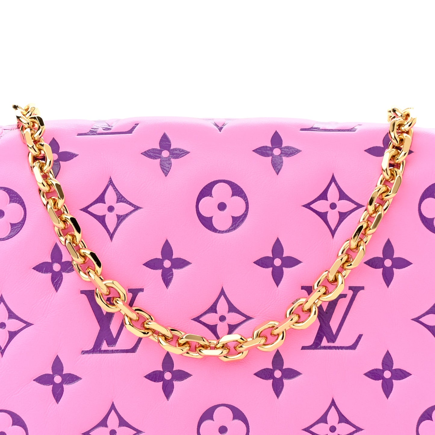 Lambskin Embossed Monogram Vuittamins Pochette Coussin Rose Violet