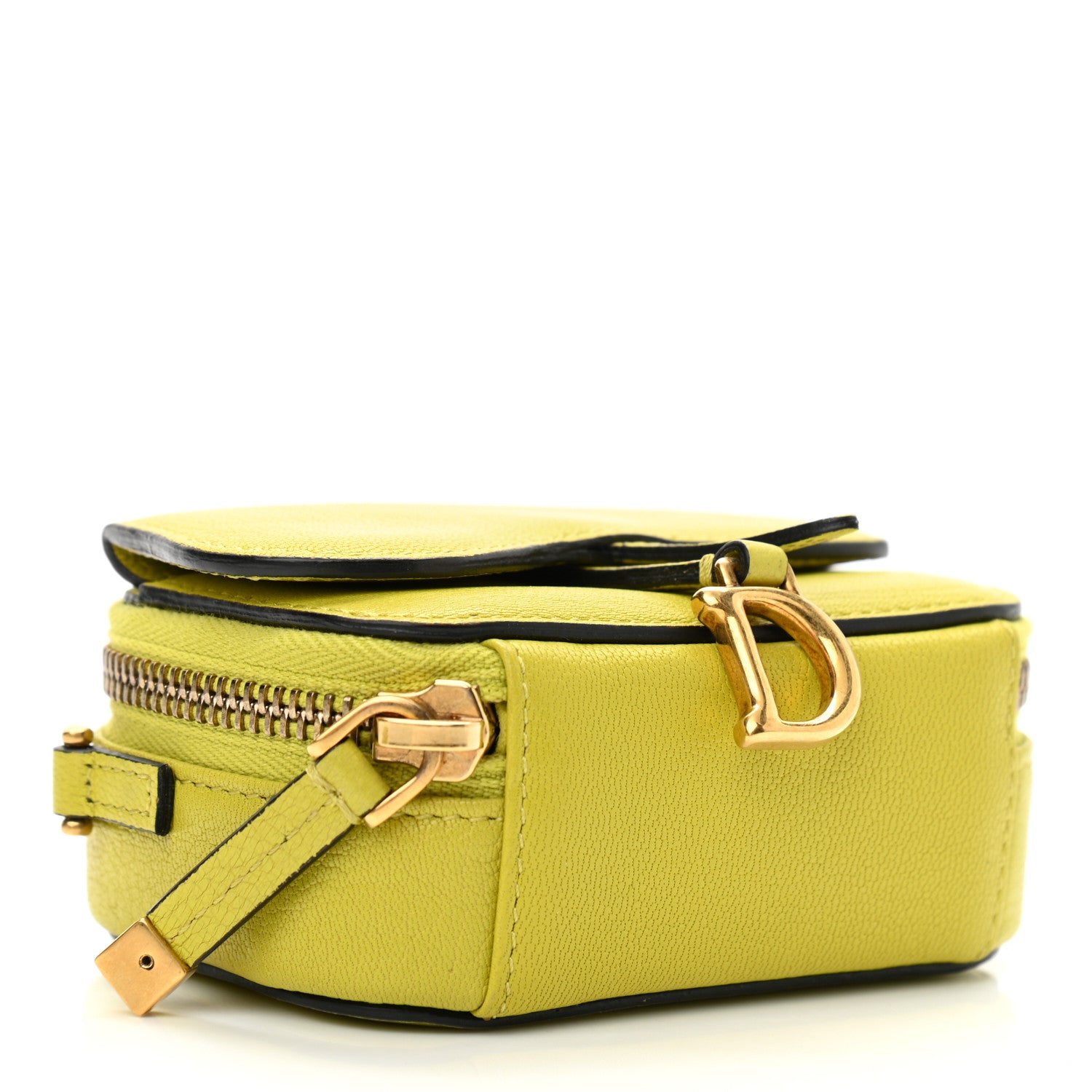 Christian Dior Goatskin Mini Saddle Shoulder Strap Pouch Lime 3 of 10