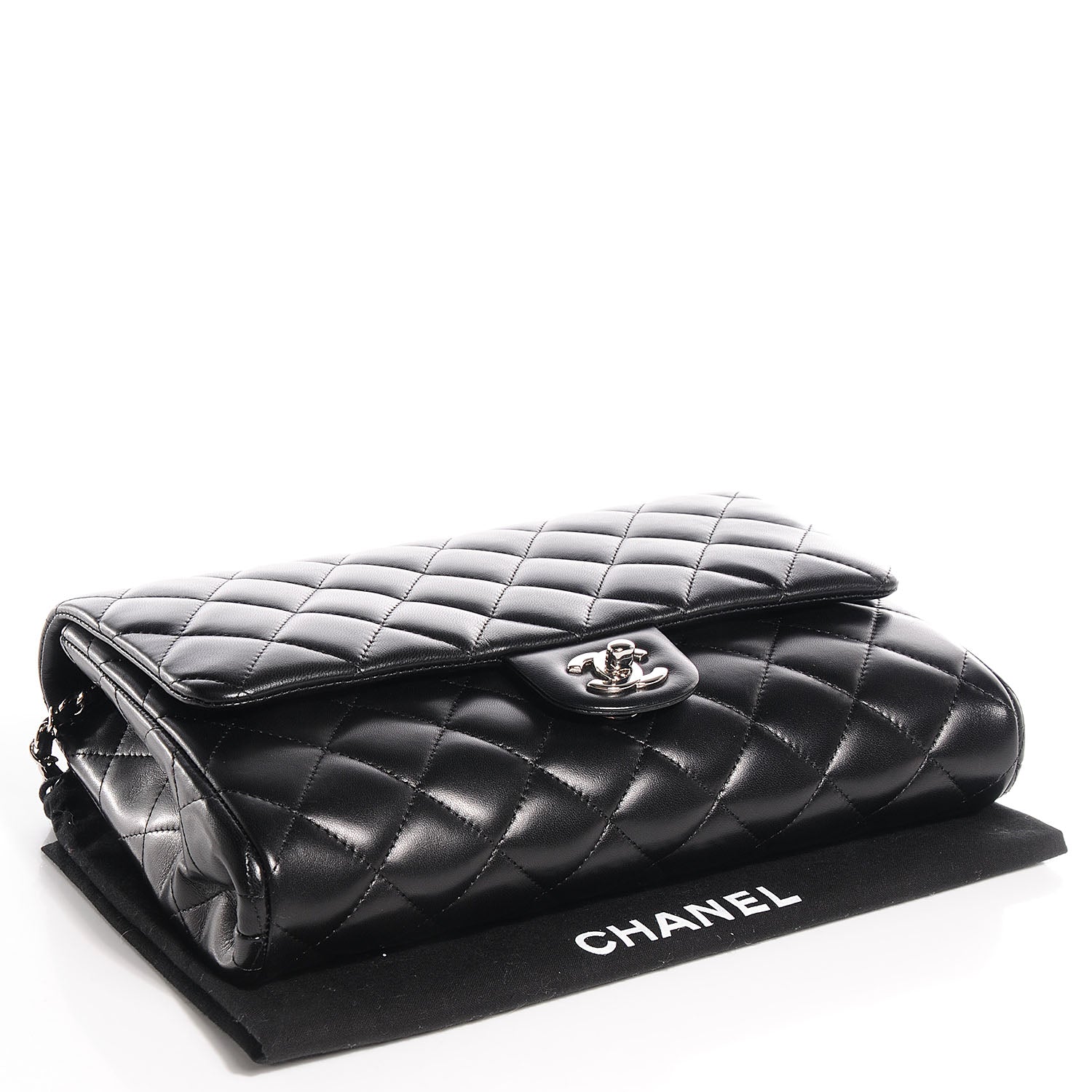 Chanel Lambskin Quilted Clutch With Chain Flap Black 4 of 9
