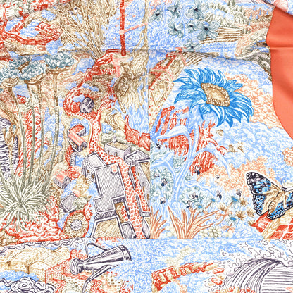 Hermes Silk Geant Eleftheria Scarf 140 Blush Bleu Ciel 2 of 4