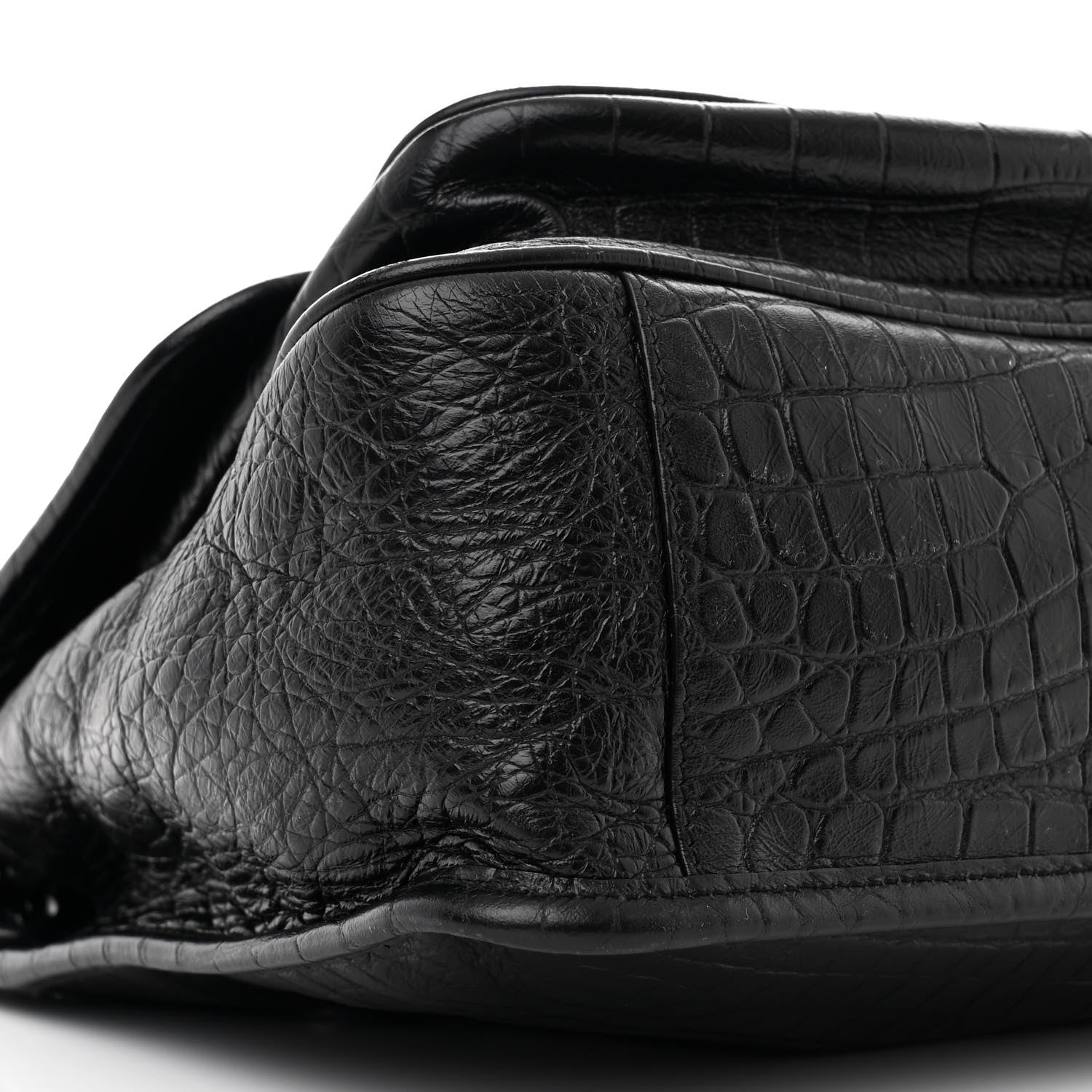 Saint Laurent Crocodile Embossed Lambskin Monogram Medium Niki Chain Satchel Black 9 of 10