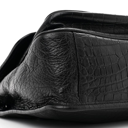 Saint Laurent Crocodile Embossed Lambskin Monogram Medium Niki Chain Satchel Black 9 of 10