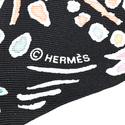 Hermes Silk Isola Di Primavera Doll Twilly Black Vert Rose 3 of 3