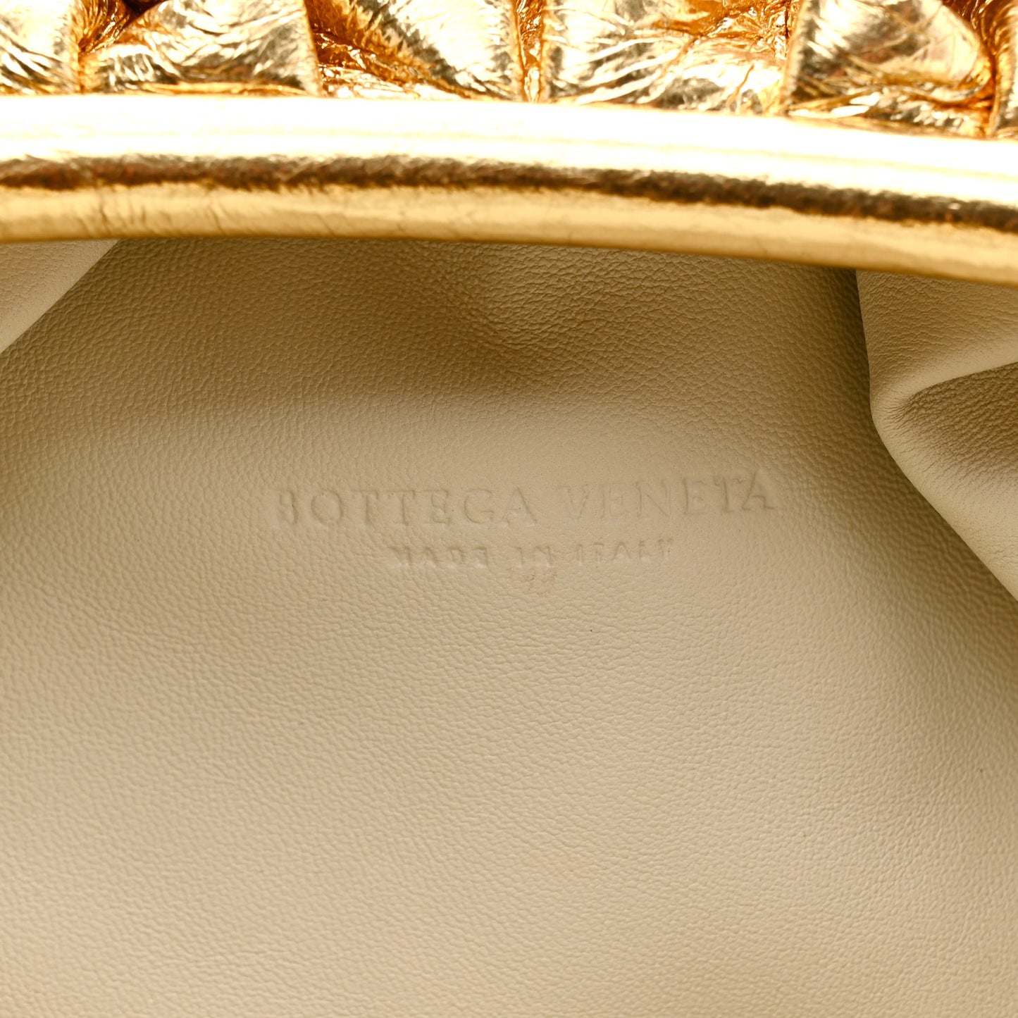 Metallic Crinkled Lambskin The Pouch Oversized Clutch Oro