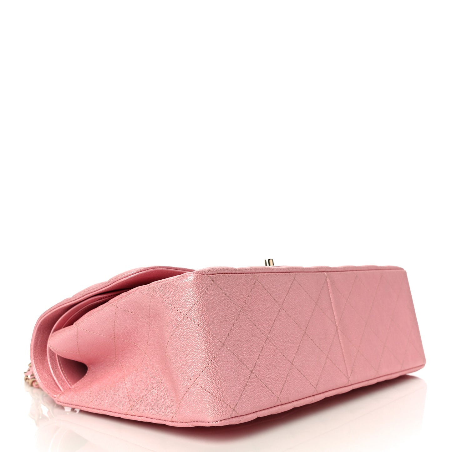 Iridescent Caviar Quilted Jumbo Double Flap Rose Pink