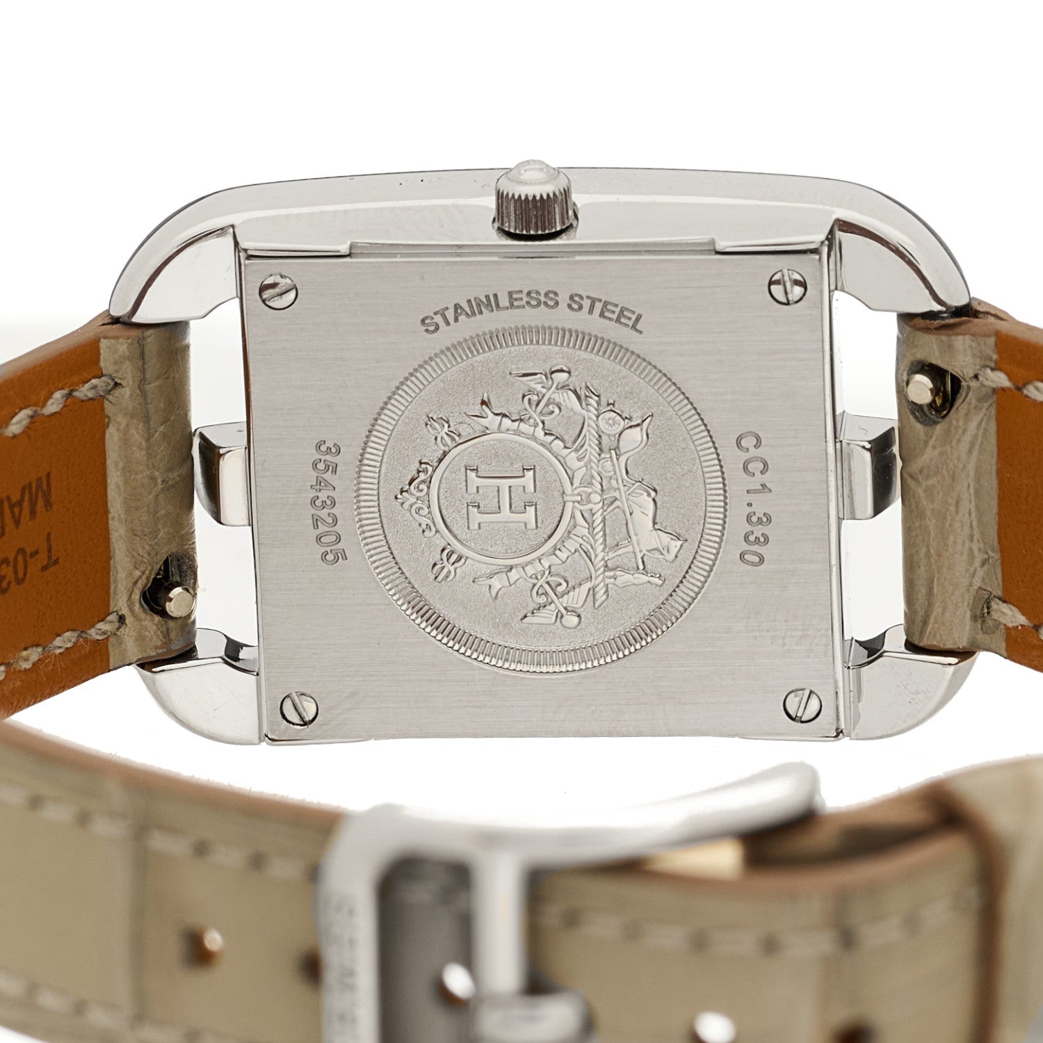 Hermes Stainless Steel Alligator Diamond Bezel 23mm Cape Cod Chaine d'Ancre Joaillier Quartz Watch Gris Perle 4 of 5