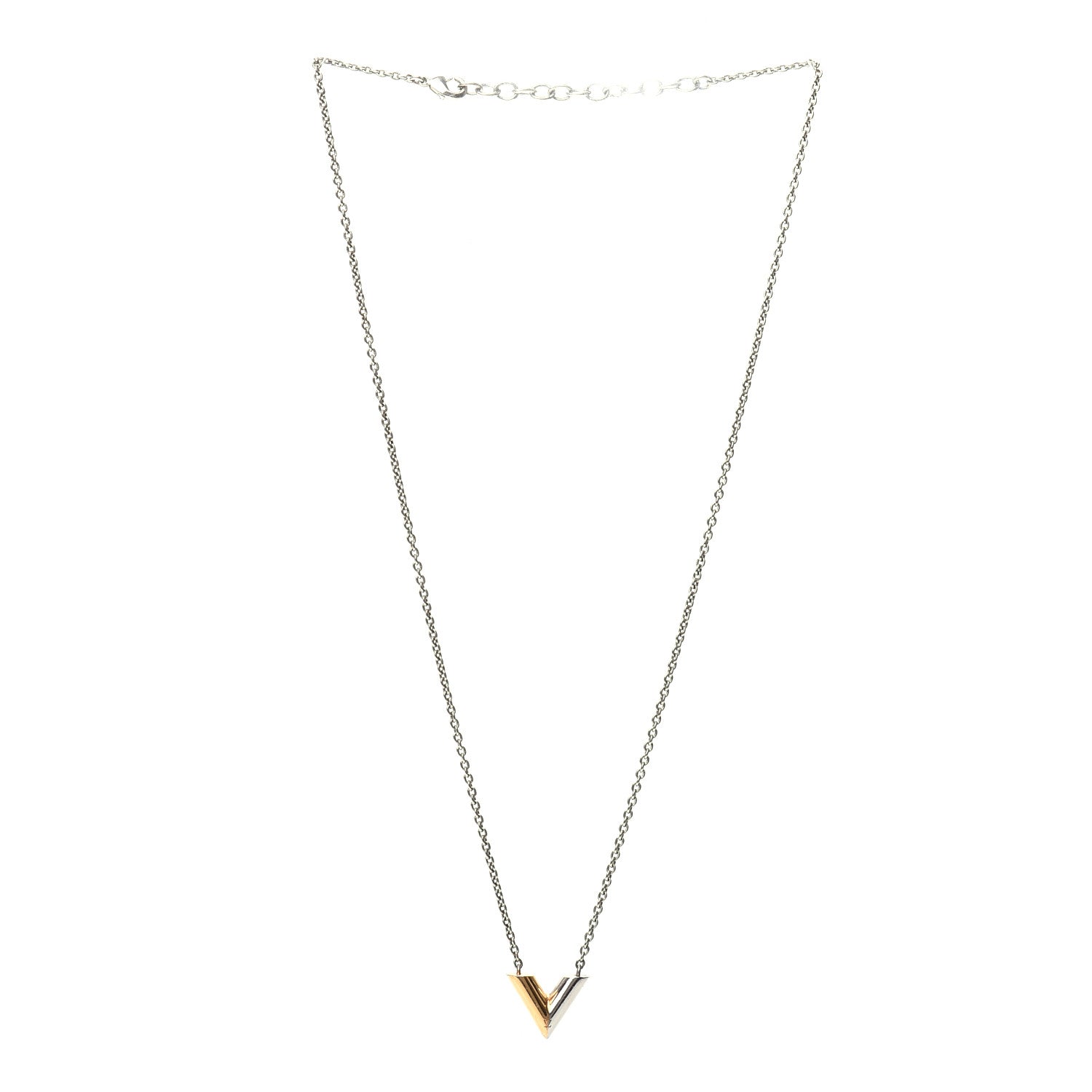 Louis Vuitton Essential V Necklace Silver Gold 3 of 5