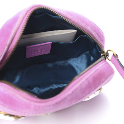 Gucci Velvet Matelasse Marquise Crystals GG Marmont Belt Bag Malva 5 of 10