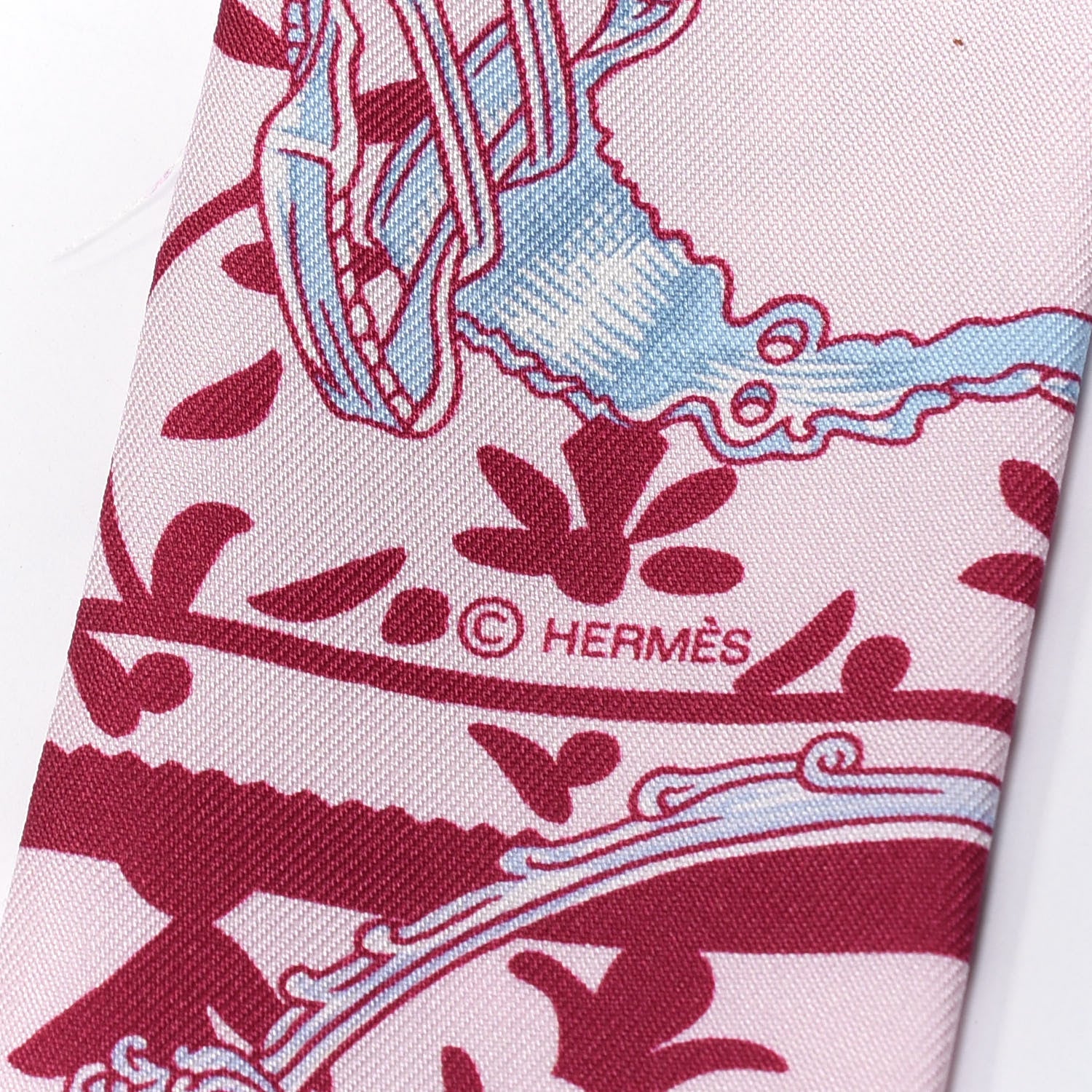 Hermes Silk Etriers Remix Twilly Rose Pale Bordeaux 4 of 4