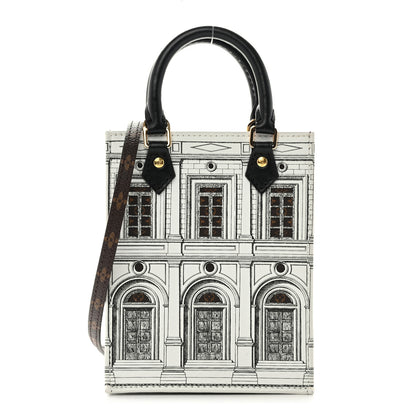 Louis Vuitton X FORNASETTI Calfskin Architettura Petit Sac Plat Black White 1 of 10