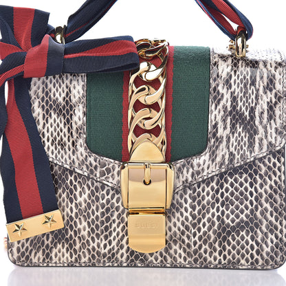 Gucci Snakeskin Mini Sylvie Chain Shoulder Bag Grey 12 of 13