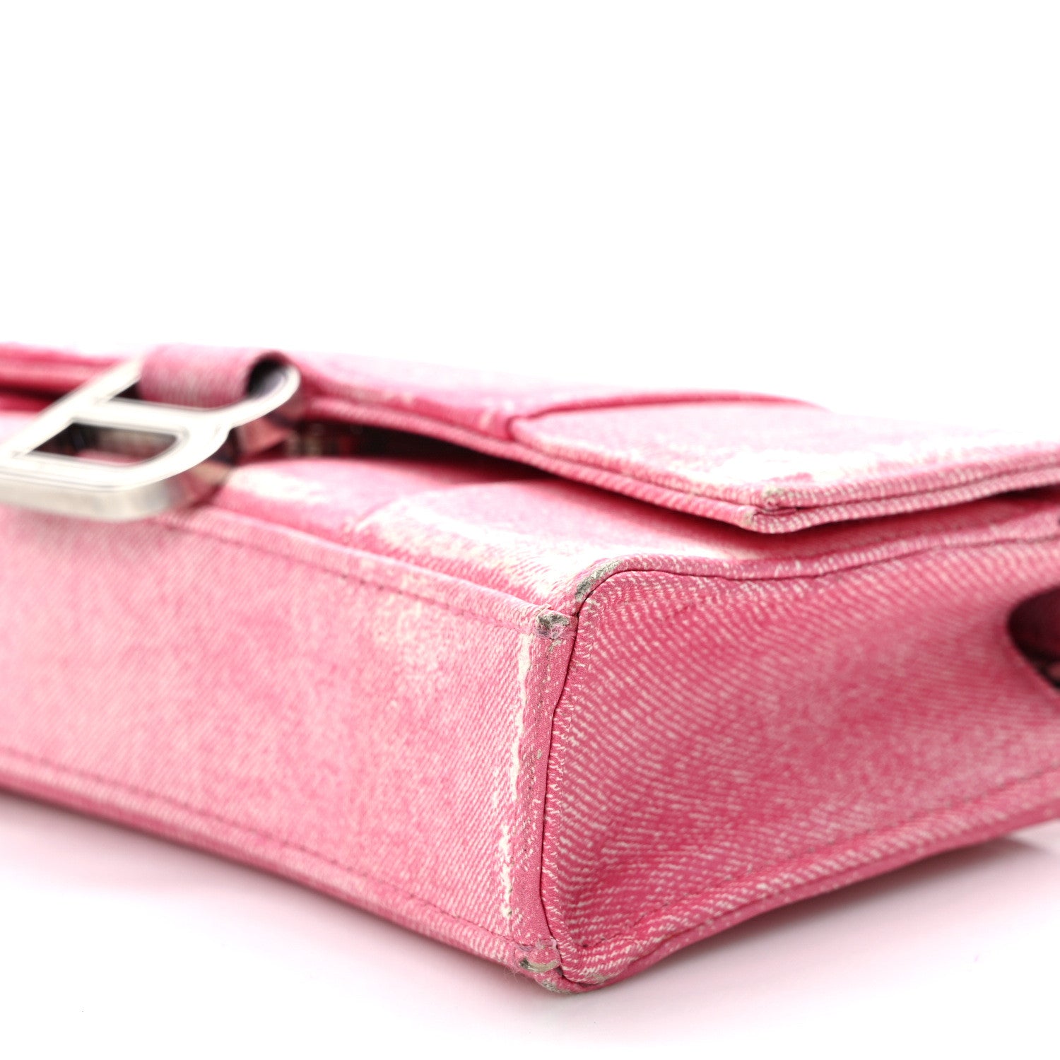 Balenciaga Nappa Denim Printed Hourglass Chain Bag Denim Pink 9 of 14