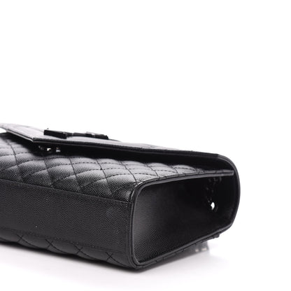 Saint Laurent Grain De Poudre Textured Mixed Matelasse Triquilt Medium Monogram Satchel Black 9 of 10