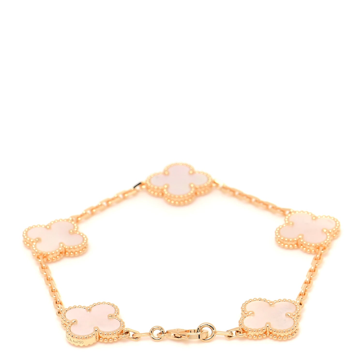 Van Cleef & Arpels 18K Yellow Gold Mother of Pearl 5 Motifs Vintage Alhambra Bracelet 3 of 6