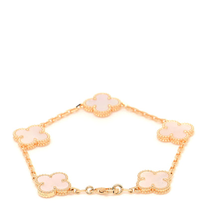 Van Cleef & Arpels 18K Yellow Gold Mother of Pearl 5 Motifs Vintage Alhambra Bracelet 3 of 6