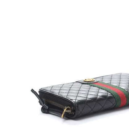 Gucci Calfskin Web Trapuntata GG Zip Around Wallet Black 6 of 9
