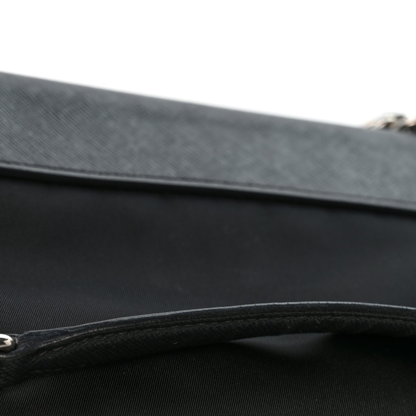 Saffiano Tessuto Nylon Chain Shoulder Bag Black