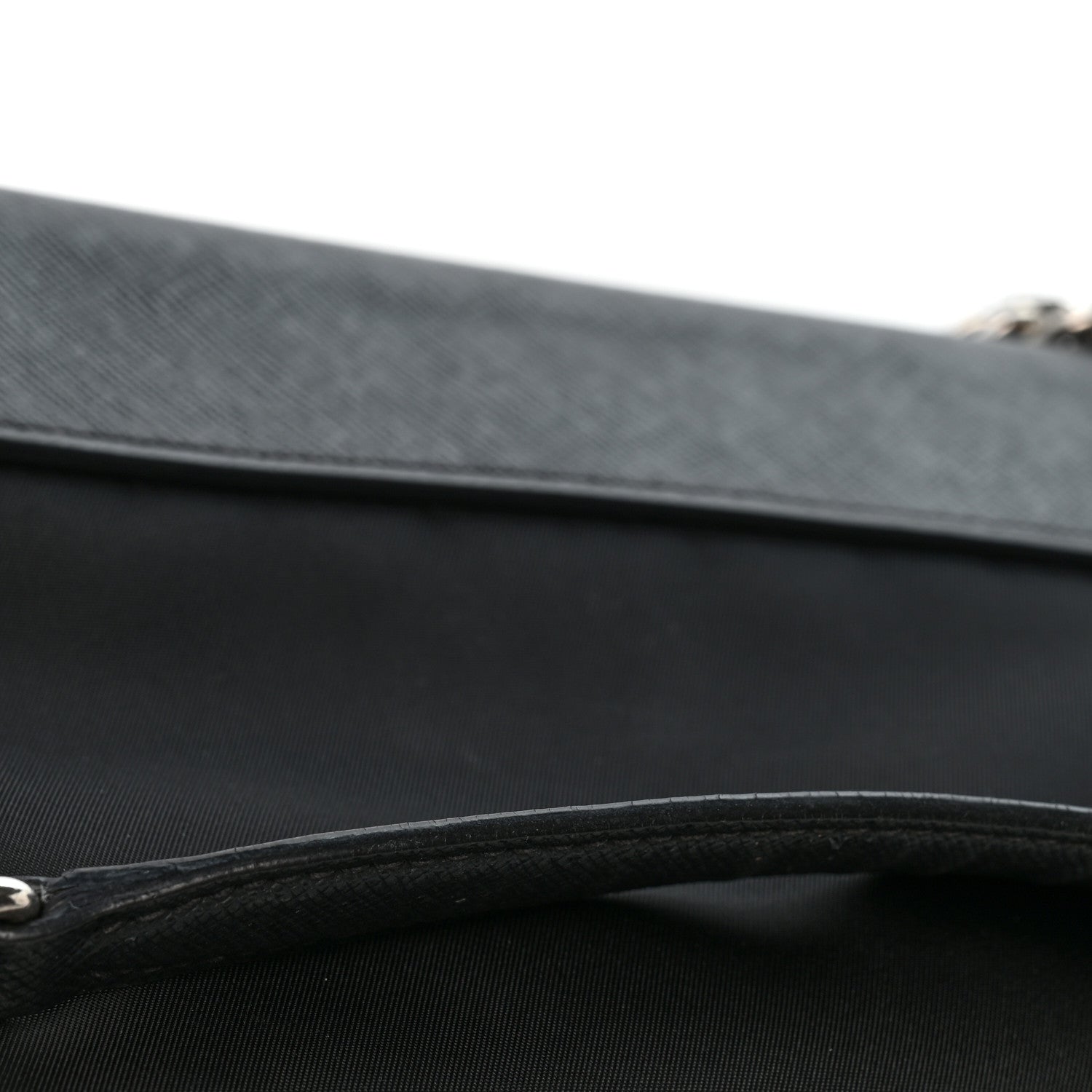 Prada Saffiano Tessuto Nylon Chain Shoulder Bag Black 14 of 15