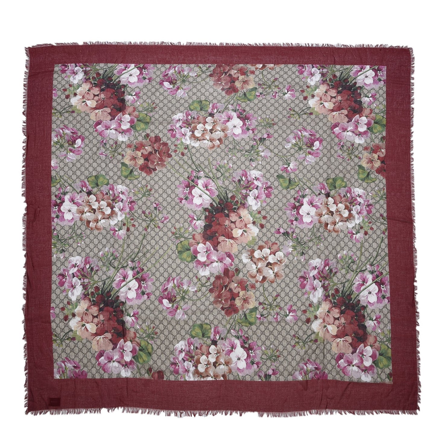 Modal Silk GG Monogram Gery Square Scarf Lacquer Light Brown