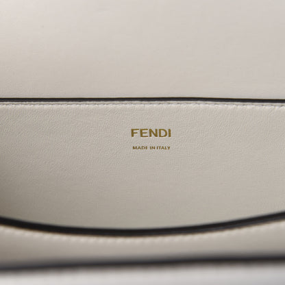 Fendi Vitello Glacier Karligraphy Pocket Shoulder Bag White Ice Black 8 of 9