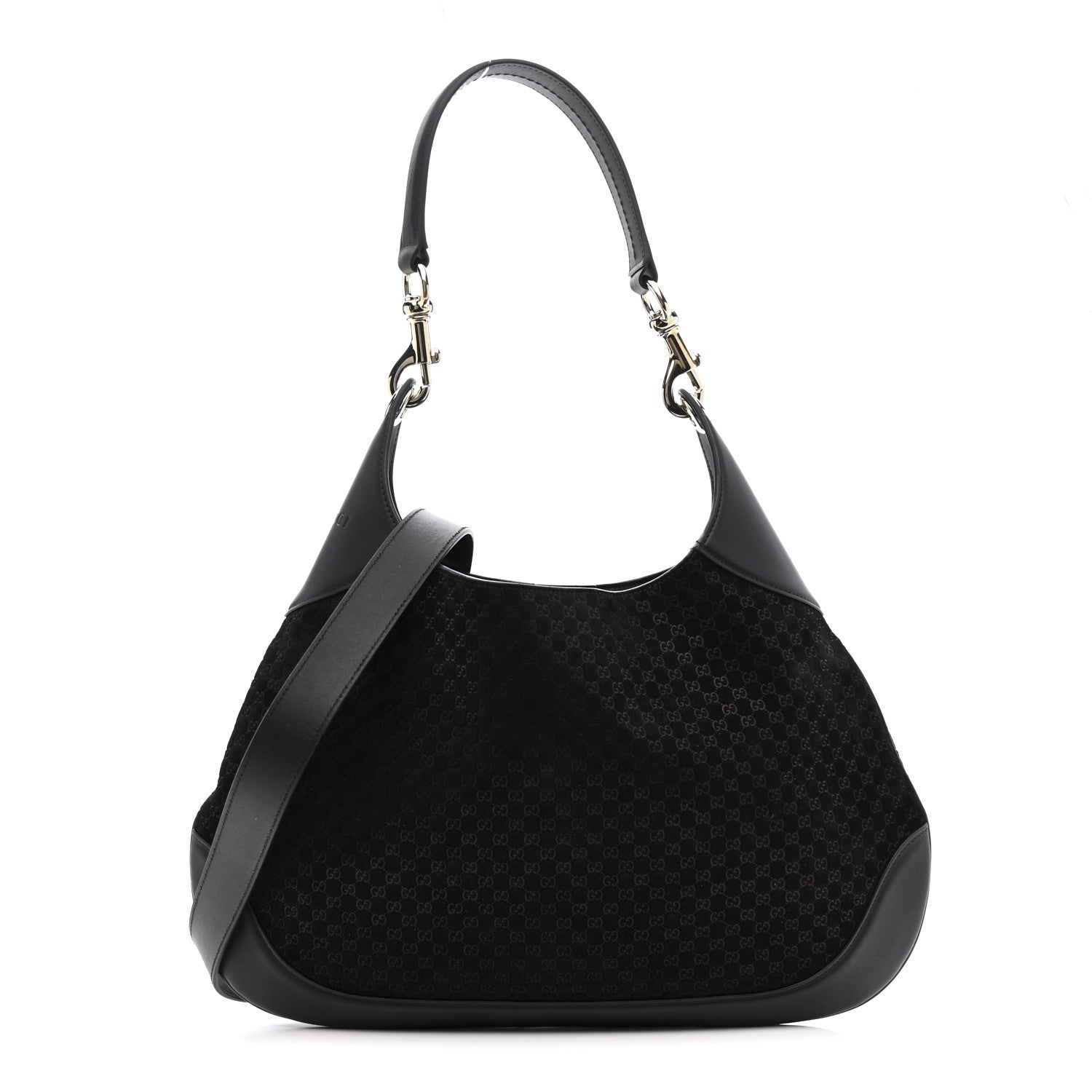 Gucci Suede Micro GG Calfskin B Medium Shoulder Bag  Arabella Black 1 of 10