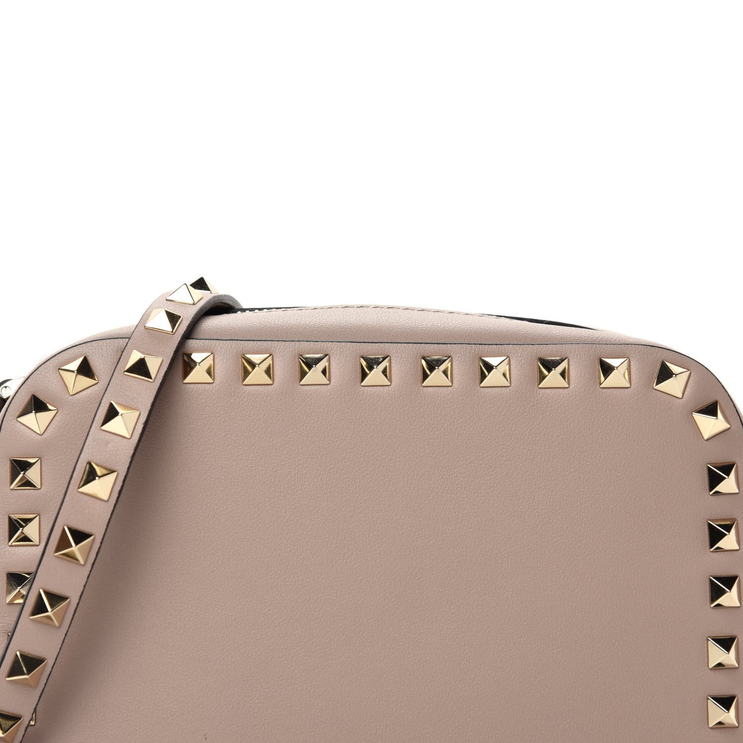Calfskin Rockstud Camera Crossbody Bag Poudre