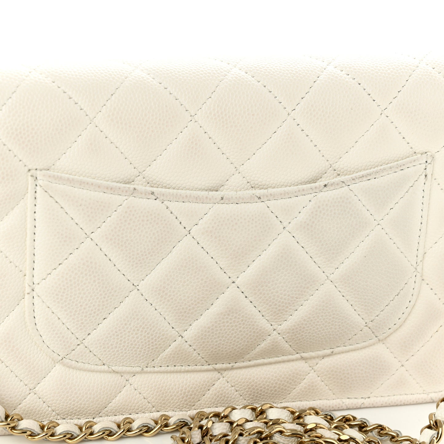 Caviar Quilted Wallet On Chain WOC White