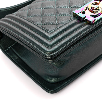 Chanel Iridescent Goatskin Quilted Small Boy Flap Green 9 of 10