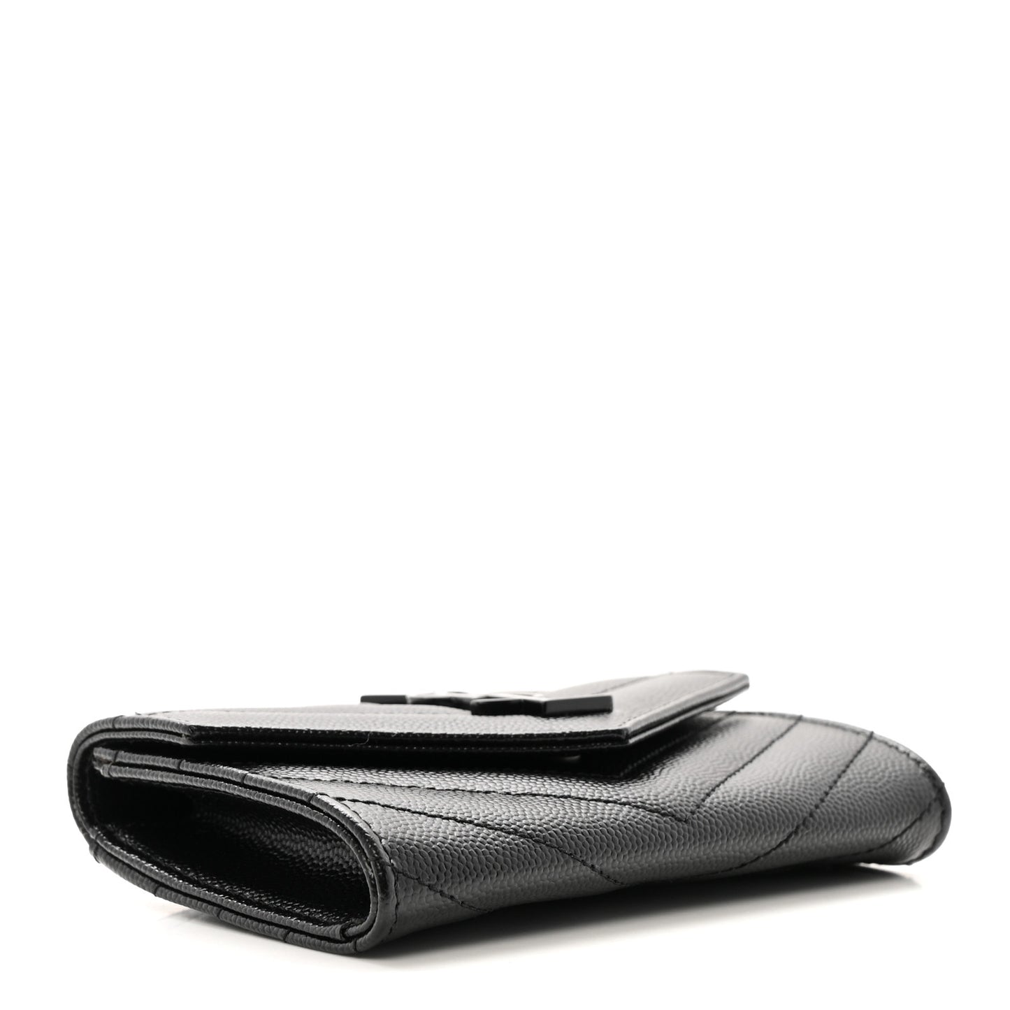 Grain De Poudre Matelasse Chevron Small Monochrome Monogram Envelope Wallet Black