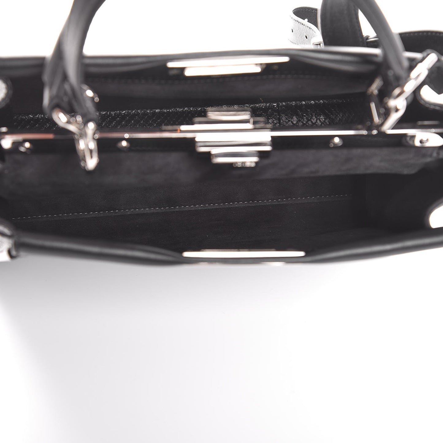 Vitello Seta Python Crocodile Monster Eyes Medium Peekaboo Iconic Satchel Black Girasole