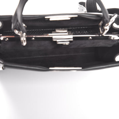 Fendi Vitello Seta Python Crocodile Monster Eyes Medium Peekaboo Iconic Satchel Black Girasole 7 of 9