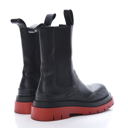 Bottega Veneta Calfskin The Tire Chelsea Boots 40 Black Bright Red 4 of 11