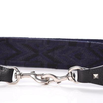 Valentino Garavani Canvas Geometric Embroidered Rockstud Guitar Strap Black Blue 3 of 3