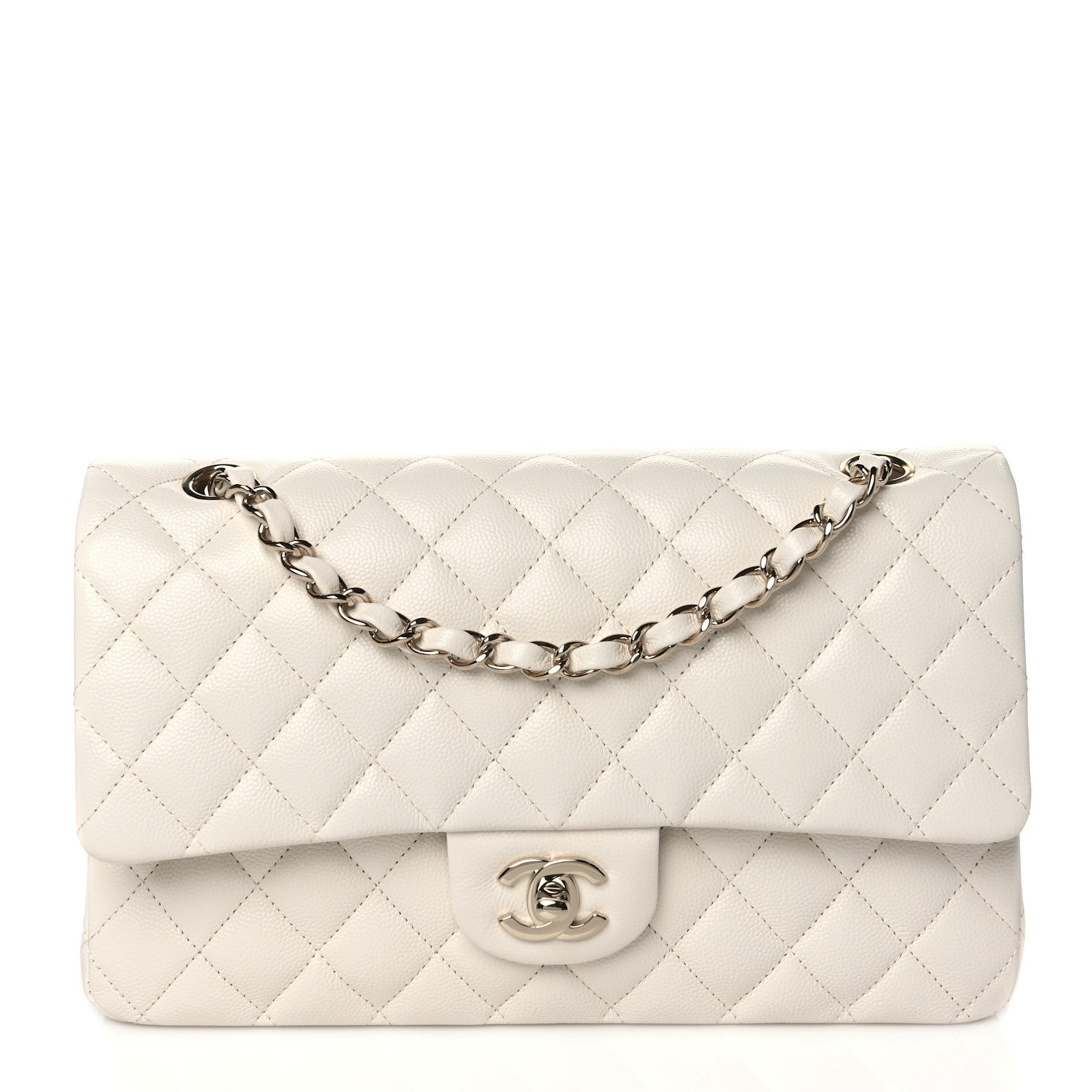 Chanel Caviar Quilted Medium Double Flap White 1 of 10