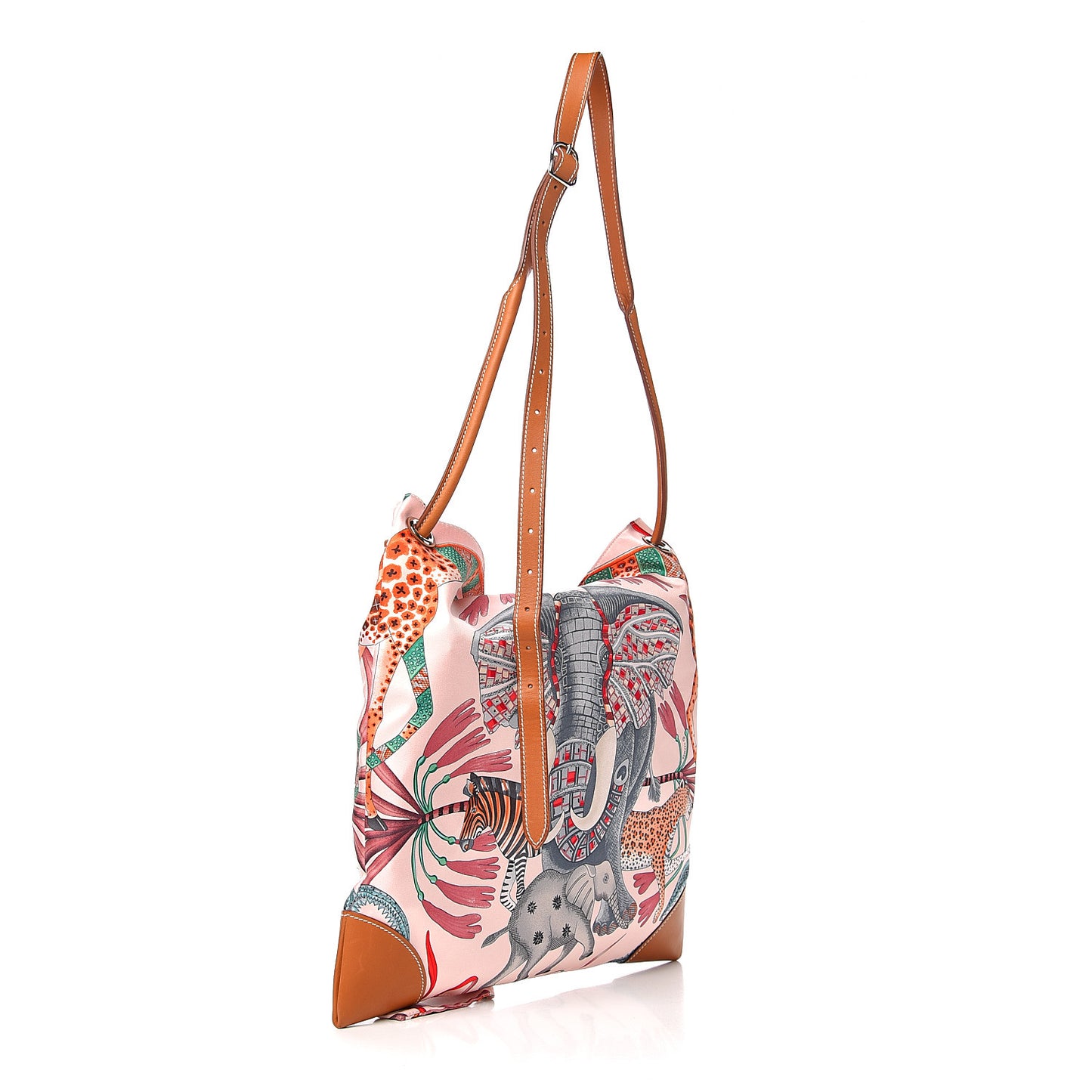 Silk La Marche Du Zambeze SilkyCity 33 PM Bag Rose Pale Rouge Vert