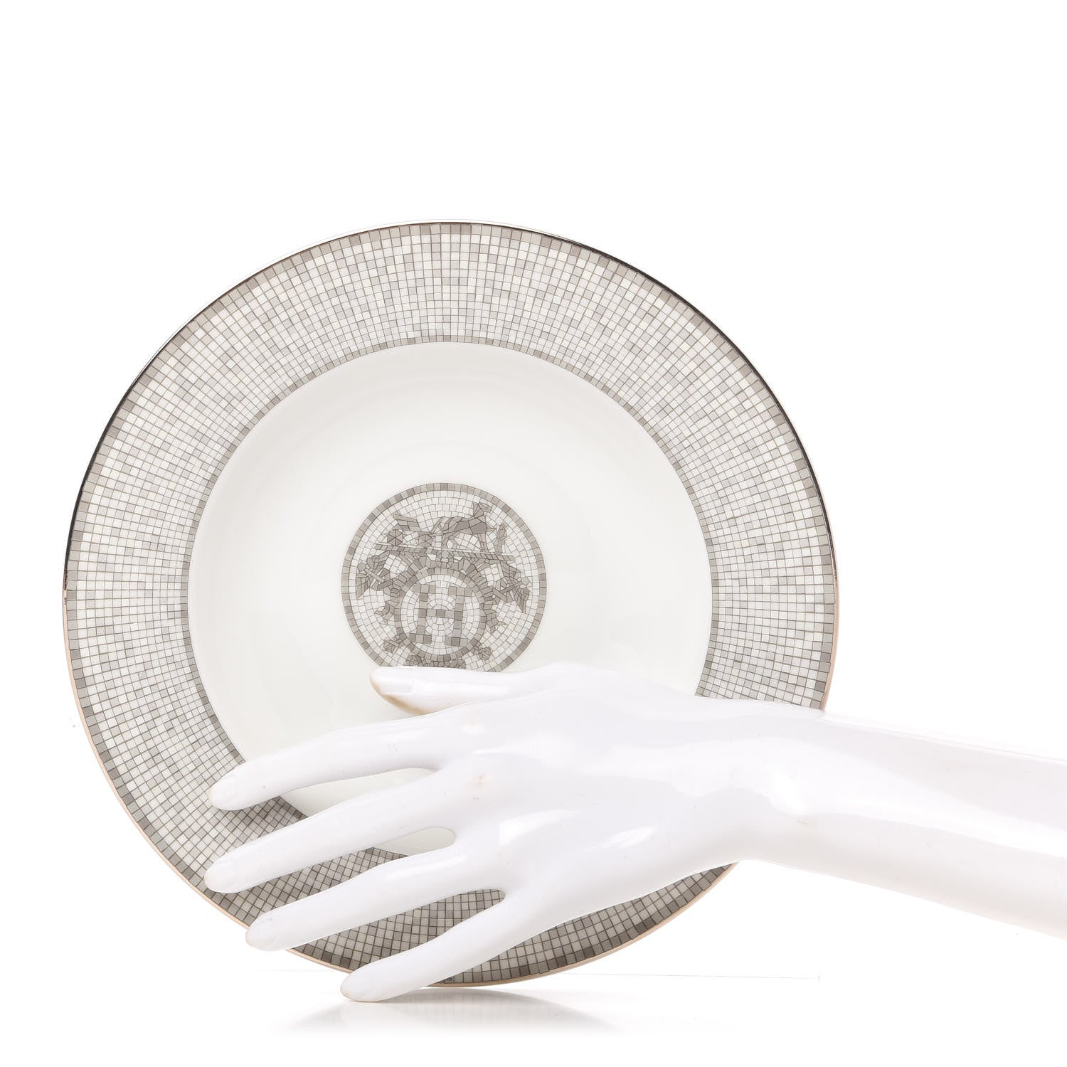 Hermes Porcelain Mosaique Au 24 Platine Soup Bowl Set of 2 2 of 7