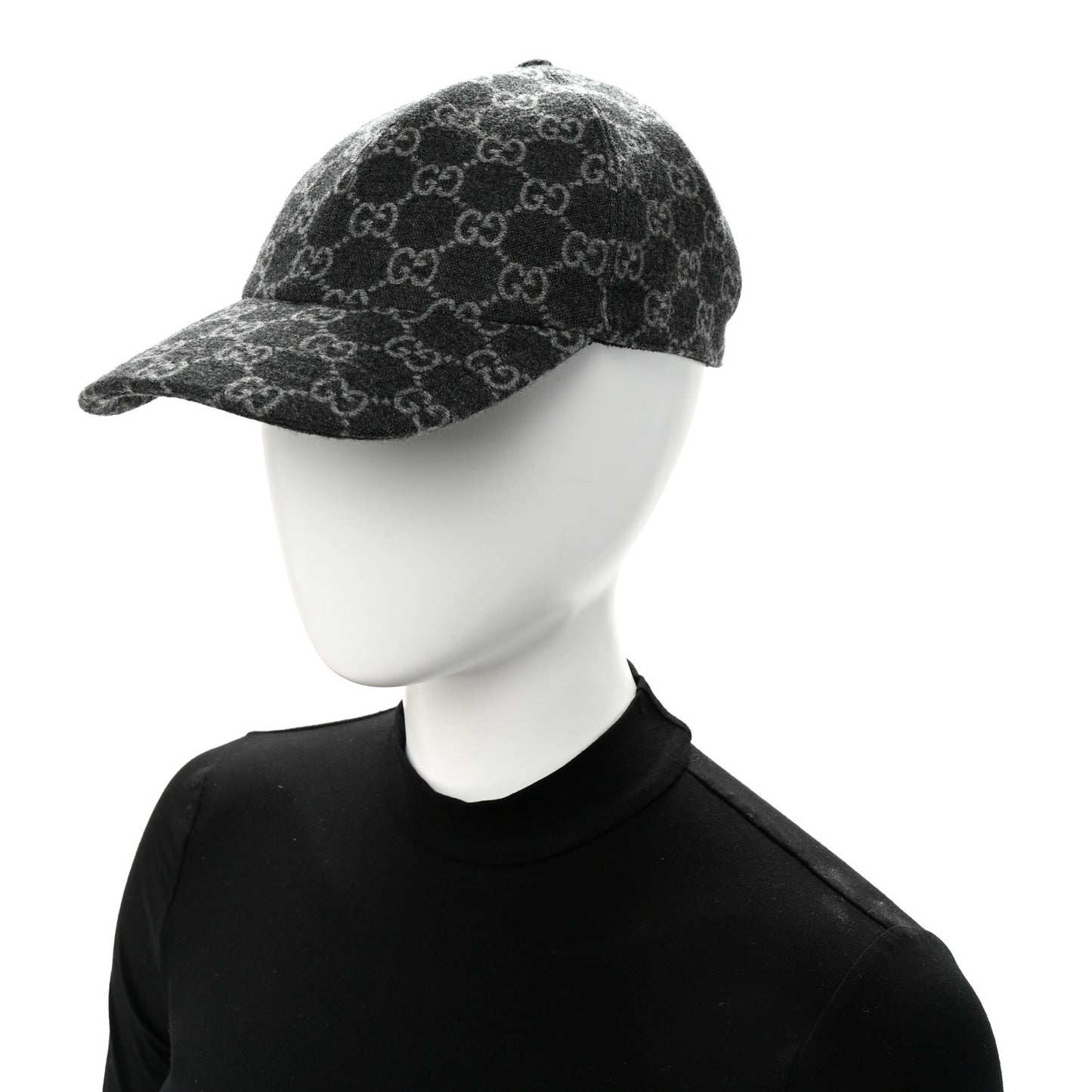 Covered Wool GG Monogram Baseball Hat L Grey Dark Grey Black