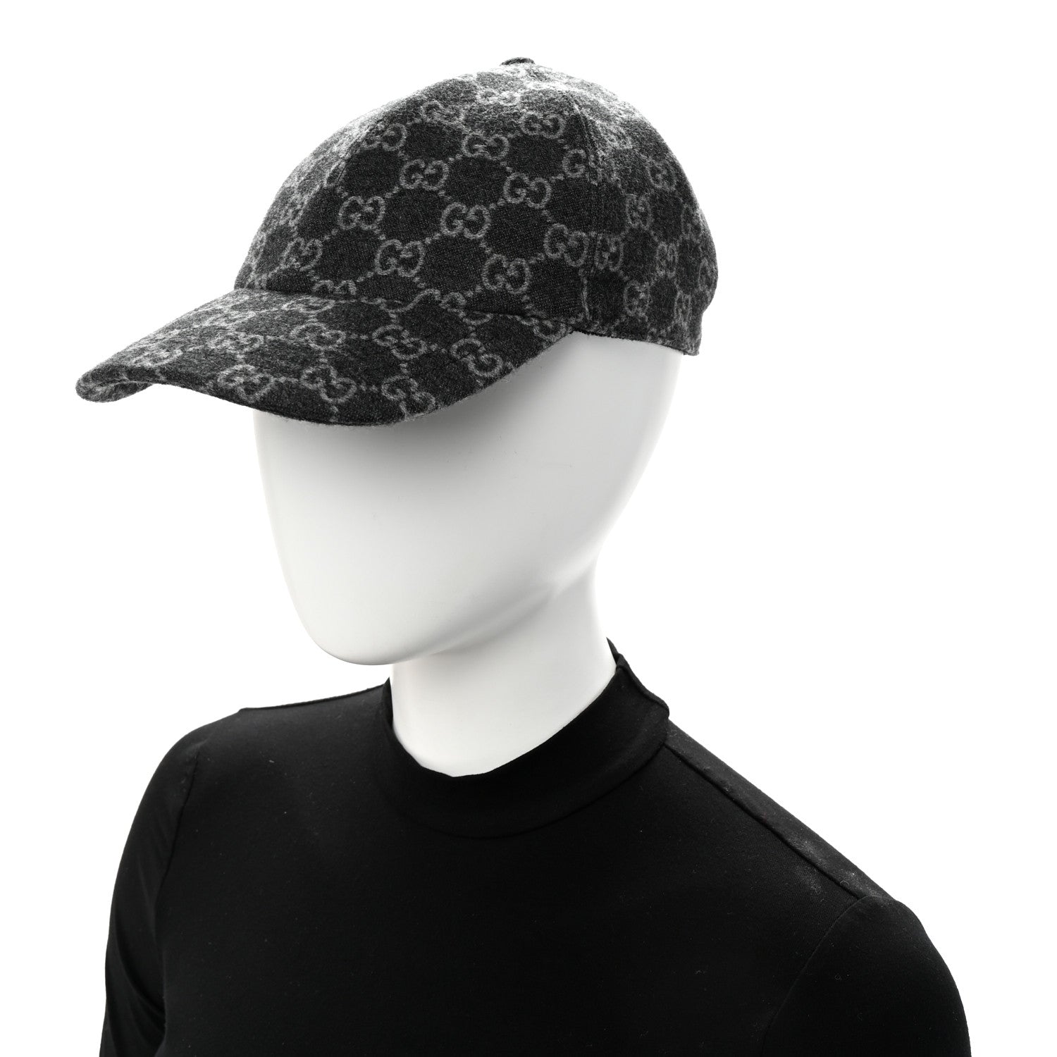Gucci Covered Wool GG Monogram Baseball Hat L Grey Dark Grey Black 2 of 8